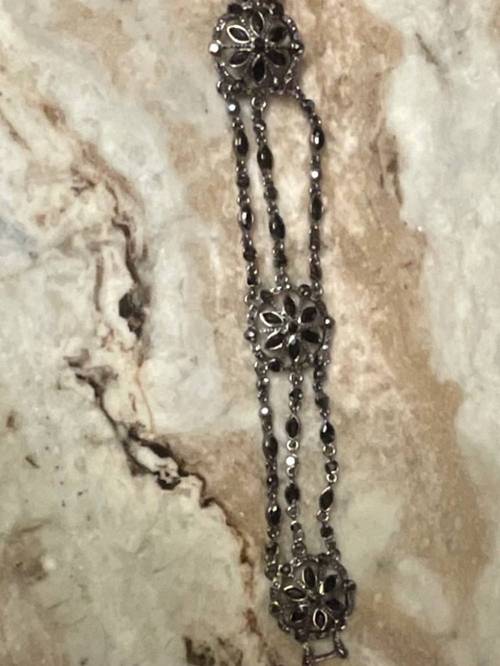 Vintage Black Onyx andMarcasite Bracelet .